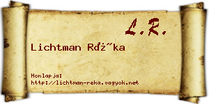 Lichtman Réka névjegykártya